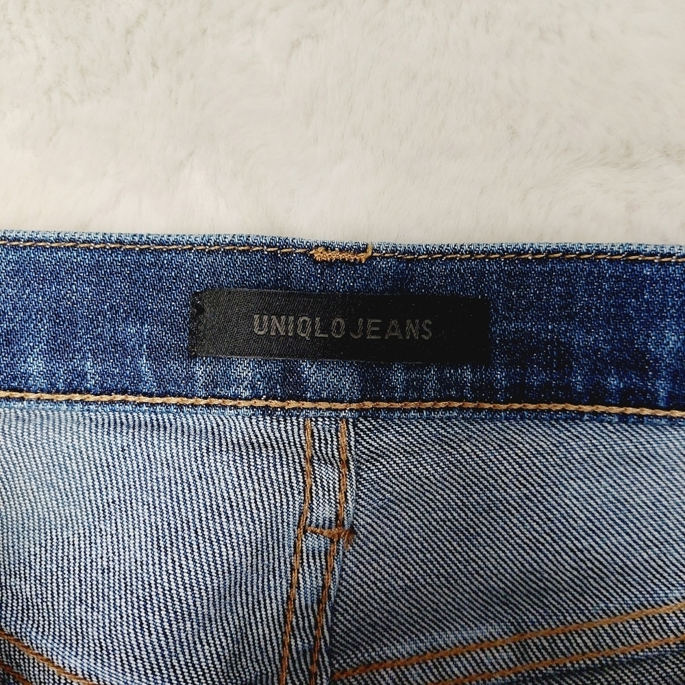 Uniqlo Blue Cotton High Rise Straight Leg Jeans 5144 - Picture 7 of 10
